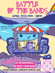 Battle of the Bands flyer with the QR code to register for event