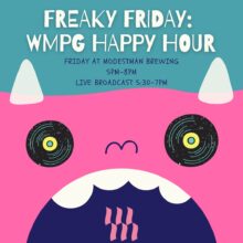 Flyer for WMPG Happy Hour at Modestman Brewing